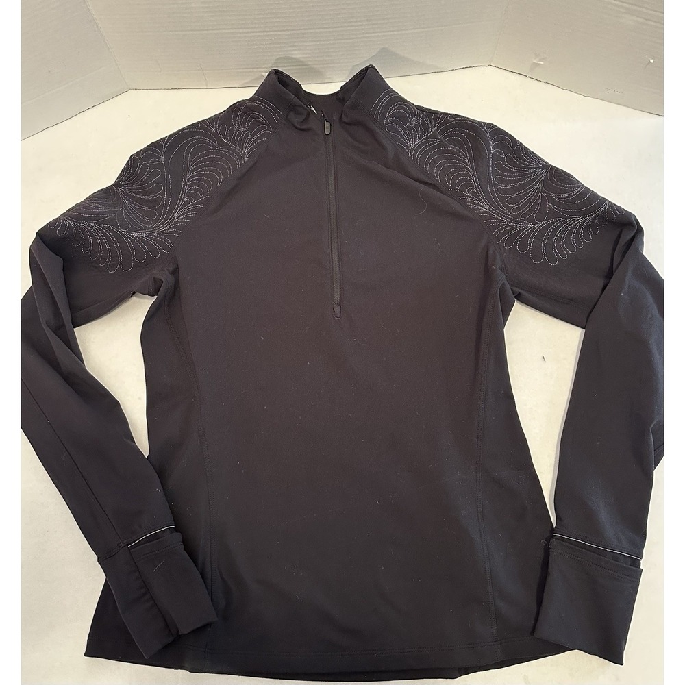 Lululemon Toasty Tech 1/4 Zip Long Sleeve Pullover Embroidered Shoulders Black
